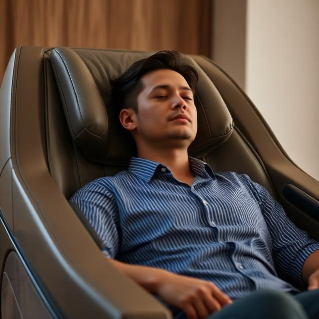 person relaxing in luxx massage chair